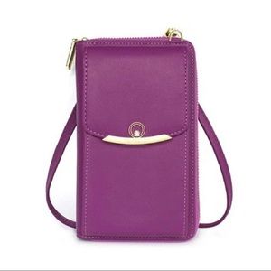 Valentoria Womens Crossbody Bag Wallet Clutch Zip Around Detachable Strap Purple